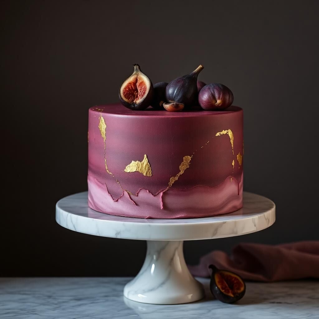 Pastel sofisticado en tono mauve con higos y oro