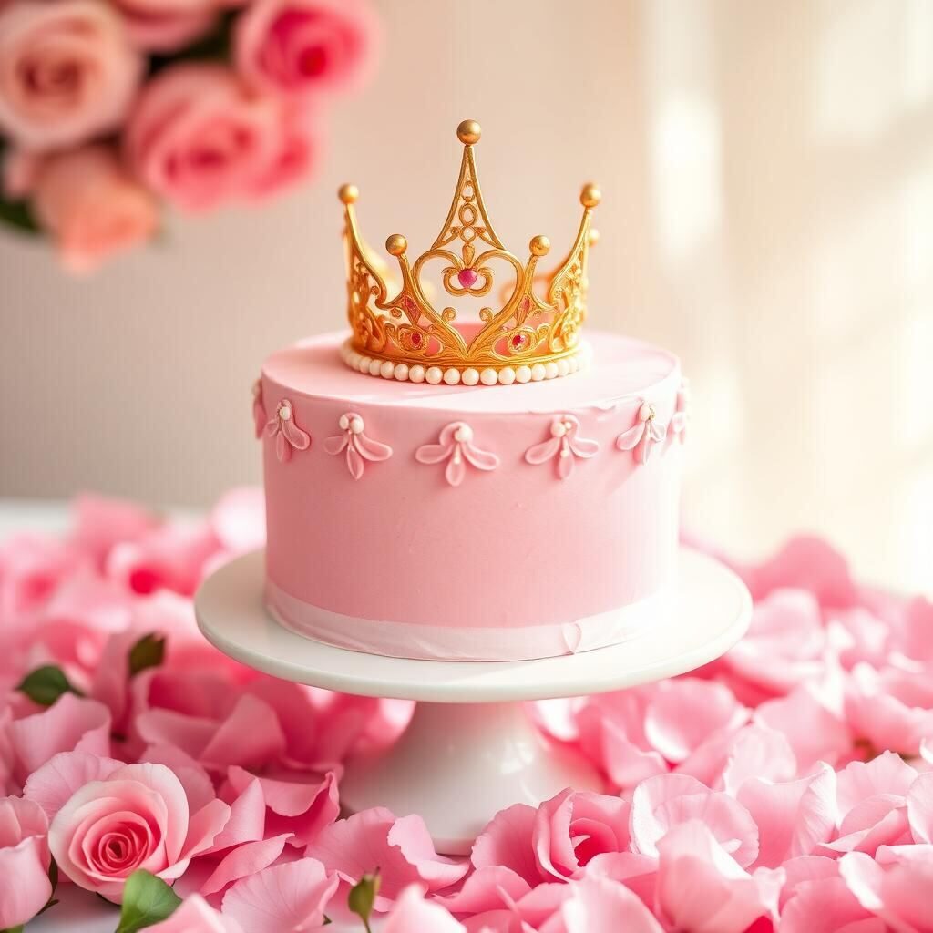 Pastel de princesa rosa con corona dorada