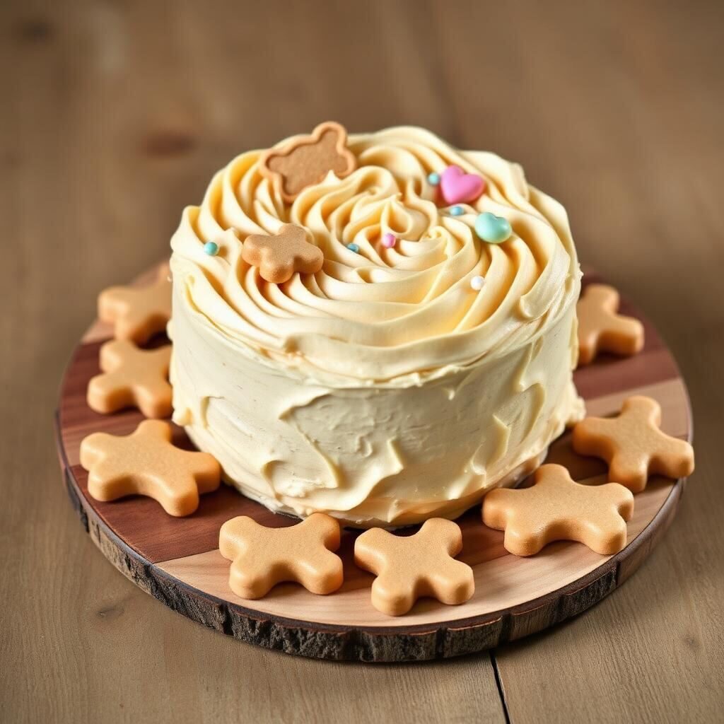 Mini pastel de mantequilla de maní con galletas de hueso para perro