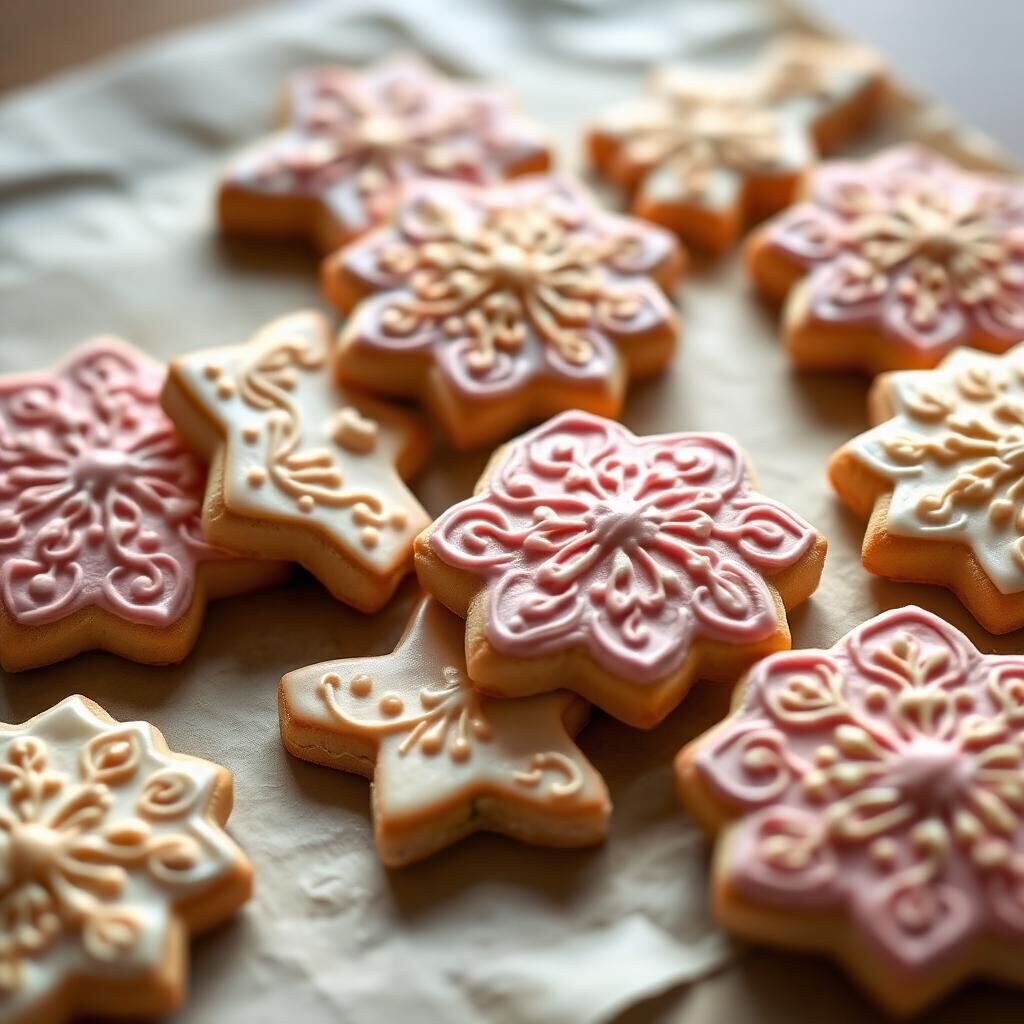 Galletas decoradas con royal icing en tonos pastel y dorado